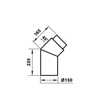 Preview: Aduro Rauchrohrbogen - 45° 150mm